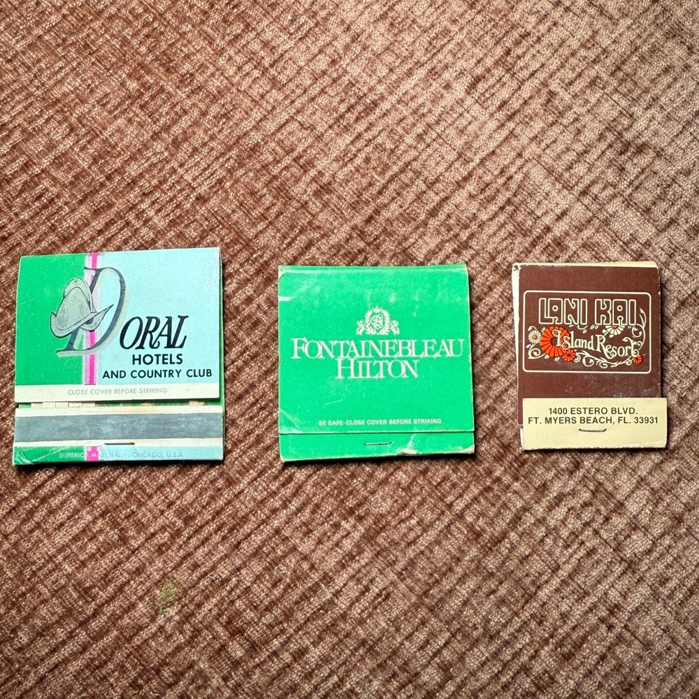 Vintage Doral Fontainebleau Lani Kai Island Resort Matchbooks Lot
